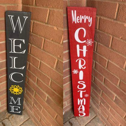 Porch sign double sided, welcome and merry christmas