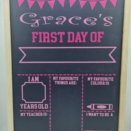 School chalkboard with days to shcool countdown