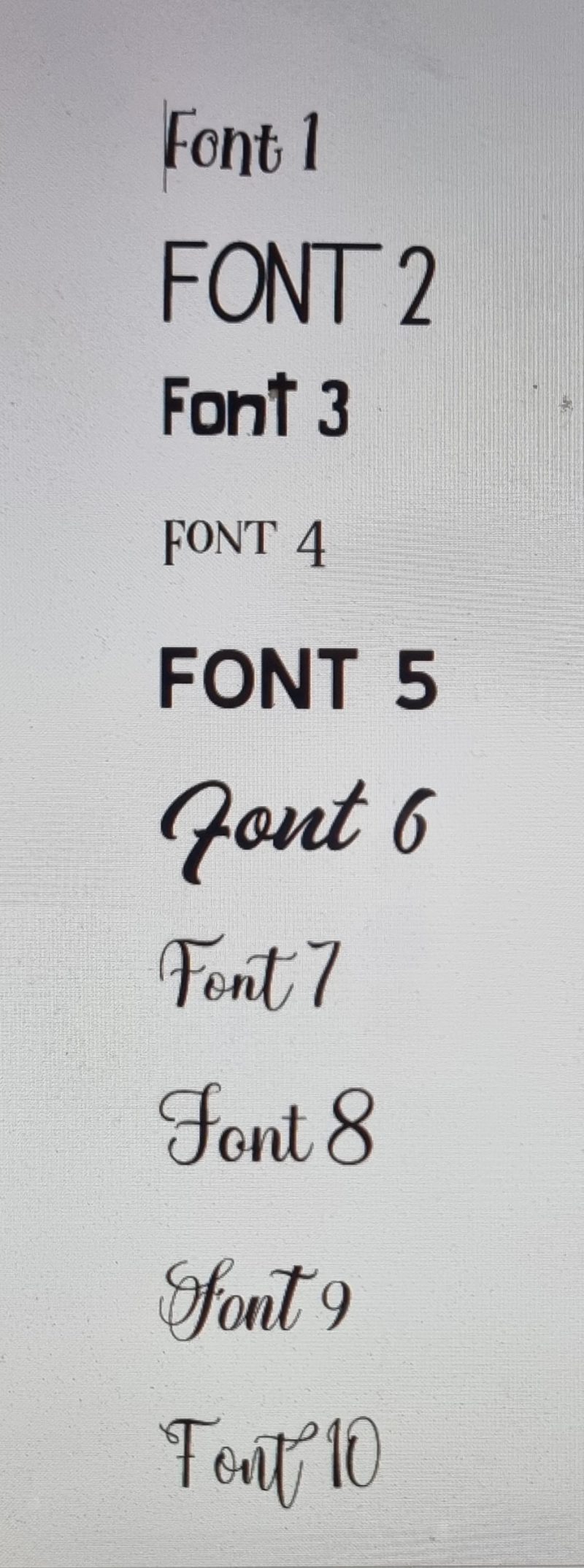 Selection of font styles