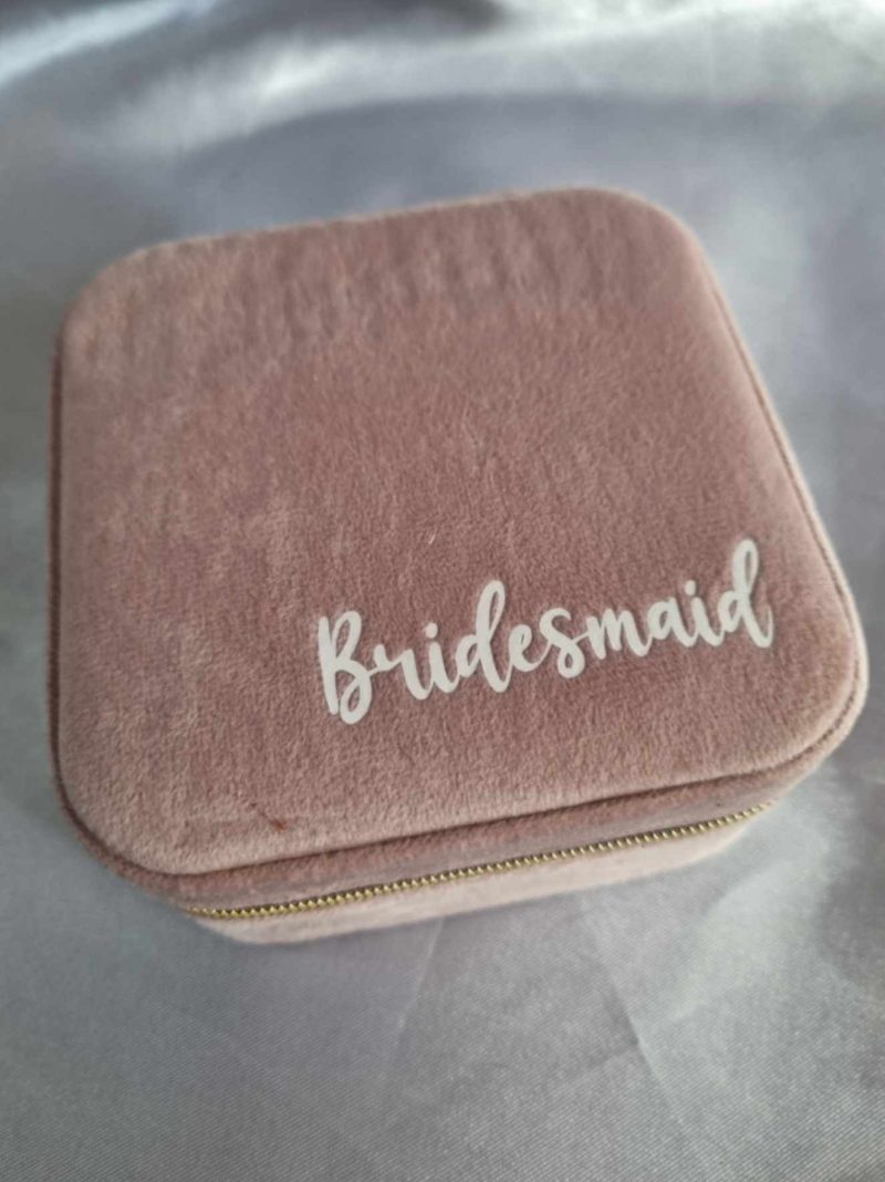 Velvet Jewellery box, bridesmaid, gift, personalised